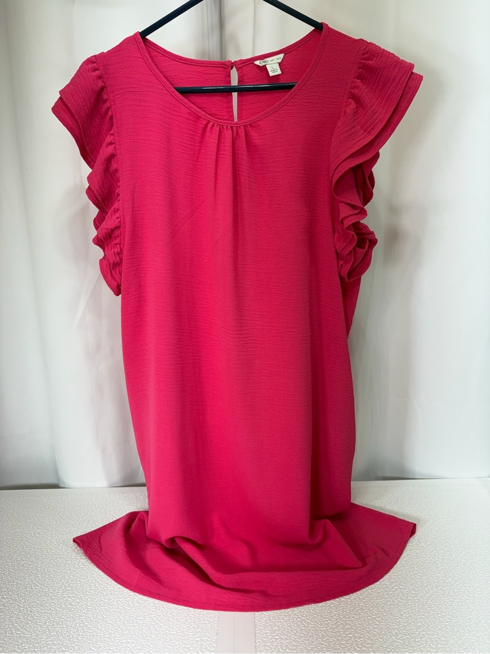 Cato Bright Pink Ruffle-Sleeve Midi Dress 4135